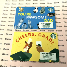 2 X Starbucks 2024 “Cheers, Grad” & “You’re Pawsome, DAD” Pet Paws Gift Cards picture