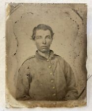 Antique 1/6th Plate Daguerreotype Civil War Child Soldier Uniform Button South picture