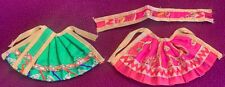 Set of 2 Lehenga Chunri Devi MATA Rani Embroidery Green Pink Idol Dress H-3