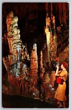 Woman Taking Picture of Stalagmite Formation Caverns of Luray Virginia Postcard picture
