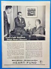 1966 Heart Fund Let's talk business about Heart Disease Vintage 1960's Print Ad picture