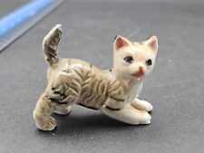 Vintage Lego Bone China Gray Black Striped Playful Pouncing Kitten Cut Figurine picture