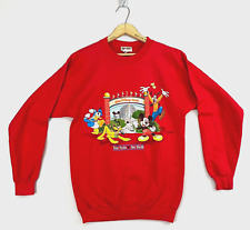 VINTAGE Disney World Sweatshirt 90s USA Made Adult Small Red Mickey Front Back picture