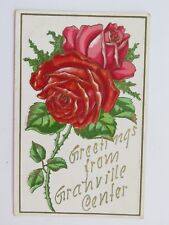 Antique Postcard Greetings From Granville Center Red Roses Embossed Old #3710 picture