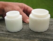 (2) 1930s - 1940s, Woodbury Milk Glass Jar lot, Full Description in Text picture