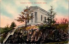 View of Masonic Temple on Top of Hill, Woodbury CT Vintage Postcard S71 picture