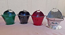 Vintage Coal Scuttles, All Metal Coal Pails with Steel Bales Lot of 8 picture