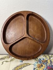 Vintage Dolphin Teak Wood Serving Dish Bowl 3 Divided Candy Nuts Thailand picture