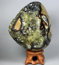 564g Septarian Dragon Egg Natural Calcite Geode Aragonite Druzy Crystal /Stand picture