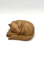 Large HAND CARVED SOLID WOOD FOX SLEEPING CURLED UP 4.5”x4” picture