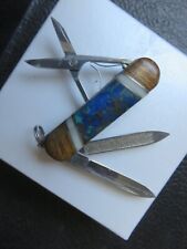 Victorinox CLASSIC Knife Custom with  STONE INLAY  Wood Scales  Nice  PREOWNED picture