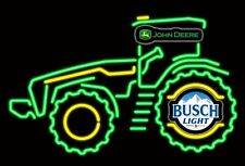 John Deere Farm Tractor Busch Light Beer Neon Light LED Lamp Sign With Dimmer picture