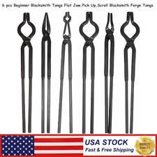 6 pcs Beginner Blacksmith Tongs Flat Jaw,Pick Up,Scroll Blacksmith Forge Tongs picture
