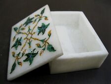 3 x 2 Inches Antique Pattern Inlay Work Corporate Gift Box Marble Jewelry Box picture