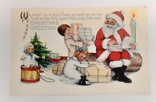 Christmas Post Card Whitney Made Embossed Santa and Little Children Candlelight picture
