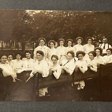 Antique Large Cabinet Card Photograph Group Of Beautiful Young Women Outdoors picture