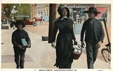 Vintage Postcard 1930's Amish Family On The Street Lancaster County Pennsylvania picture