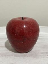 Vintage Red Marble/Stone Apple Paperweight W/ Brown Stem Dark Red picture