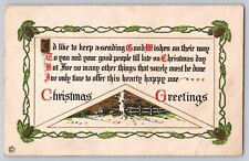 Postcard Christmas Arts & Crafts Bright Greetings Message Poem picture