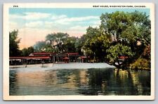 Postcard Chicago Illinois Boat House Washington Park - Unposted picture