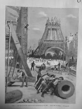 1889 EIFFEL TOWER PARIS 9 WORKS CONSTRUCTION OLD NEWSPAPERS picture