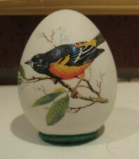 Vintage Womack's Collectible Egg with Black & Orange Bird Green Felt Bottom Nice picture
