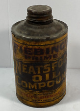 Vintage Fiebing’s Prime Neatsfoot Oil Softener Compound Paper Label Tin Can picture