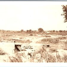 c1930s Ojinaga, Chihuahua, Mexico RPPC Valley Farm House Donkey Real Photo A135 picture
