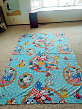 Vtg. 1976 Walt Disney Bicentennial 1776 Flat Twin Bed Sheet Mickey Pluto Donald picture