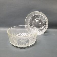 Set Of 2 Vintage Arcoroc France 4” Clear Glass Starburst/Diamond Desert Bowls^ picture