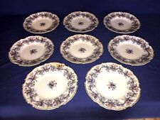 8 Antique Charles Meigh Flow Blue Opaque Porcelain Dinner Plates c1850's picture