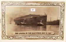 LAUNCH OF THE S.S. TITANIC MAY 31, 1911 REPRINT FROM A VINTAGE POST CARD. picture
