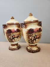 Lot of Two Vintage Transferware Decorative Urn ~ Country, Farm, Rural picture