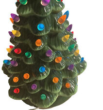 Christmas is Forever Lighted Tabletop Ceramic Green Christmas Tree 16 Inch  picture