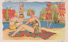 Comic Postcard Looking Over the Sand-Witches Curt Teich Vacation Comics Unused picture