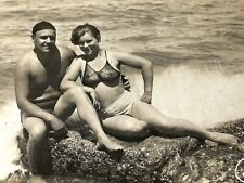 1939 Muscular Shirtless Guy Trunks Bulge Pretty Woman Bikini Gay int Vint Photo picture
