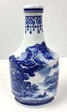 Formalities by Baum Bros. Porcelain Blue & White Asian Scenery 10 1/2” Vase picture