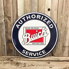 Buick Authorized Service Embossed Metal Tin Sign Round 12