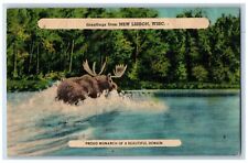 New Lisbon Wisconsin Postcard Proud Monarch Domain Exterior 1940 Vintage Antique picture