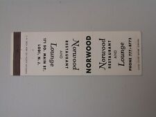 P274 Matchbook Cover Norwood Restaurant & Lounge Lodi NJ New Jersey picture