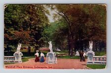 Indianapolis IN-Indiana, Woodruff Place Entrance, Antique c1909 Vintage Postcard picture
