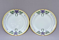 Pair Matching Antique Arts & Crafts Limoges Porcelain Plates - Hand Painted picture