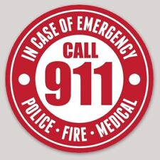 3 Inch Non-Reflective In Case Of Emergency Call 911 Police Fire Medical Sticker picture