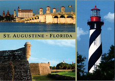 Postcard St Augustine Florida Bridge of Lions Lighthouse Castillo De San Marcos picture