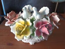 Capodimonte Italy White Doves Roses Porcelain Figurine arrangement  picture
