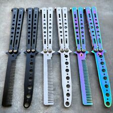 Practice BALISONG METAL BUTTERFLY Assorted Trainer Knife BLADE Comb Brush NEW picture