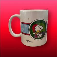 Christmas Peanuts Snoopy Woodstock Coffee Mug Galerie Vintage 1990s 12oz picture