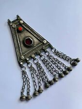 Massive Antique Yemenite Silver Hand Made Women's Jewelry Pendant Judaica 140 gr picture