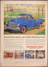 1950 Magazine Ad Bright Blue Thrifty Studebaker Truck Pastoral Farm Scene picture
