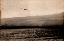 Glenn Curtiss Flying Boat Biplane over Keuka Lake Hammondsport NY 1910s RPPC picture